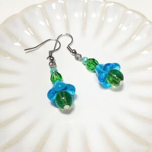 NEW BOHEMIALIZ earrings 688grnblu#mfs Green Czech flower dangle earrings fairy e